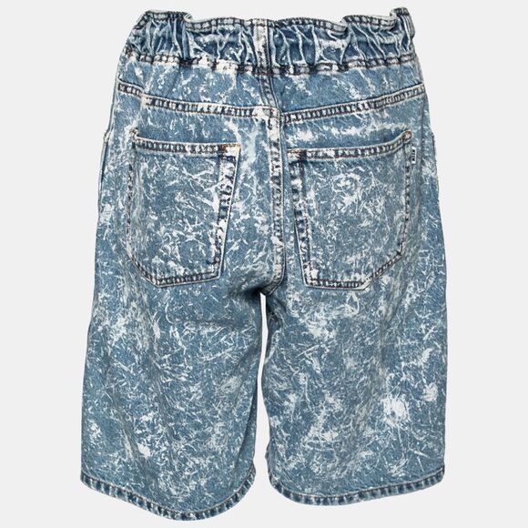 MSGM Blue Denim Acid Wash Drawstring Shorts M - Picture 2 of 4